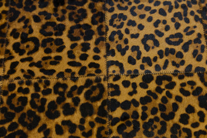 Leopard Print Faux Leather Rug: 5x7 ft Exotic Animal Carpet