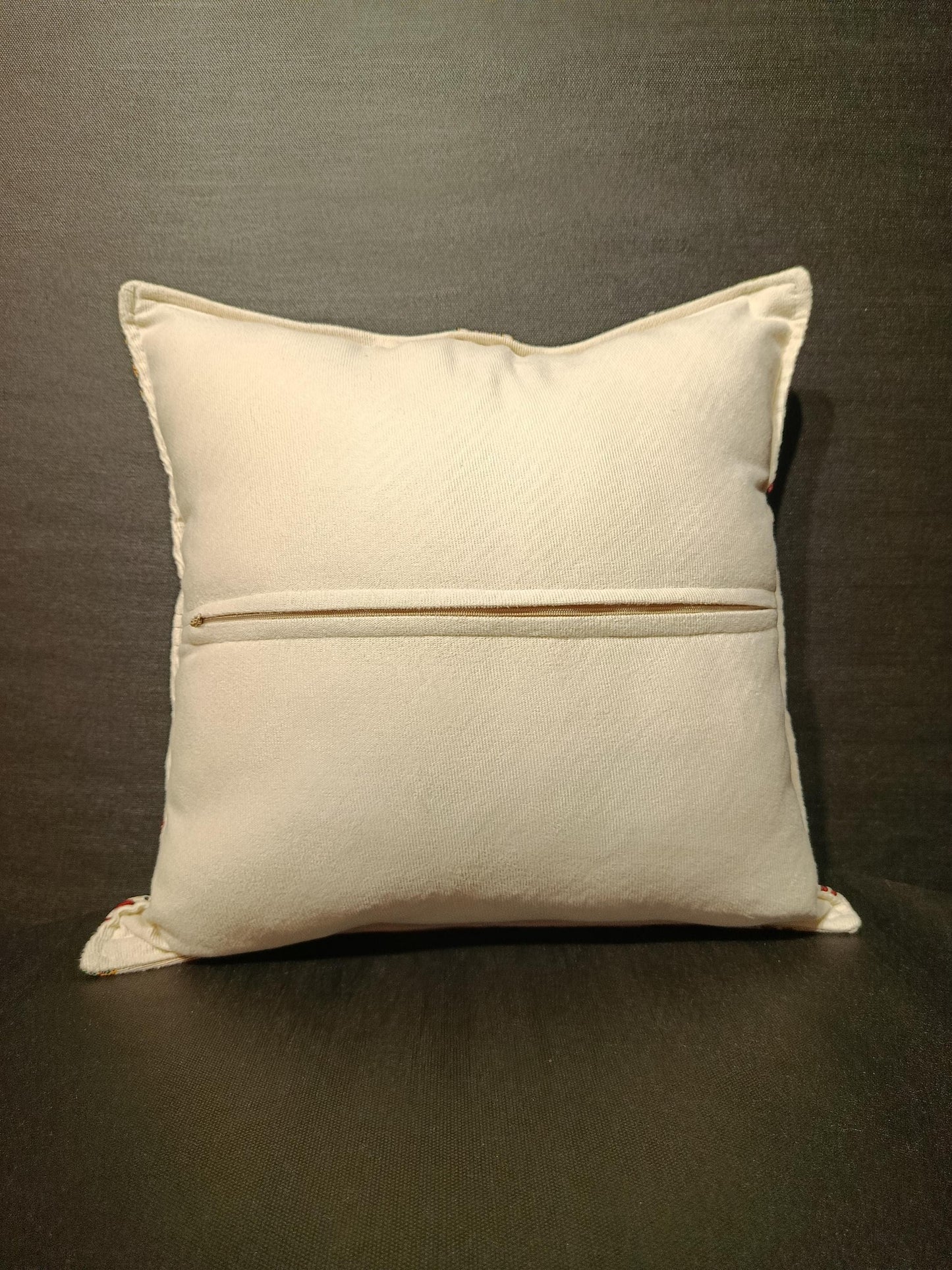 Red Tulip Embroidered Turkish Pillow Cover: Ottoman Floral Cushion