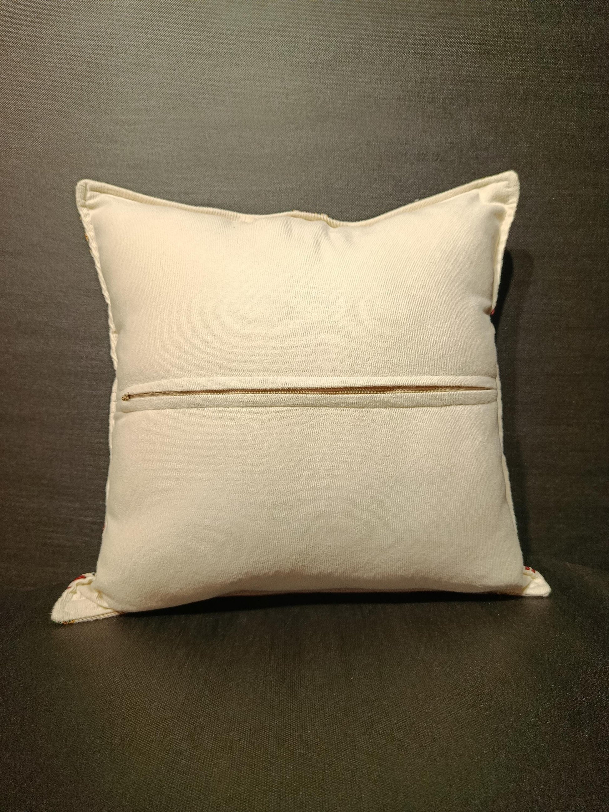 Red Tulip Embroidered Turkish Pillow Cover: Ottoman Floral Cushion