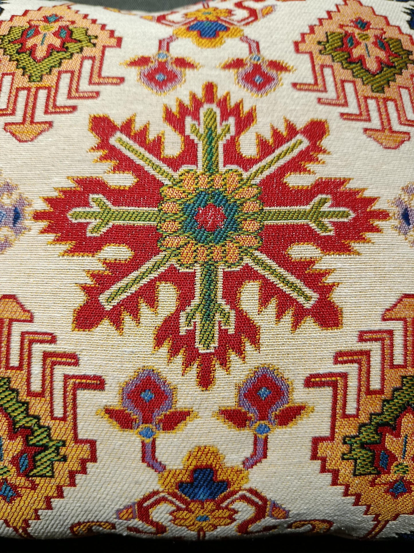 Anatolian Kilim Cushion Cover: Gobelin Tapestry Pillow, Turkish Tribal Decor