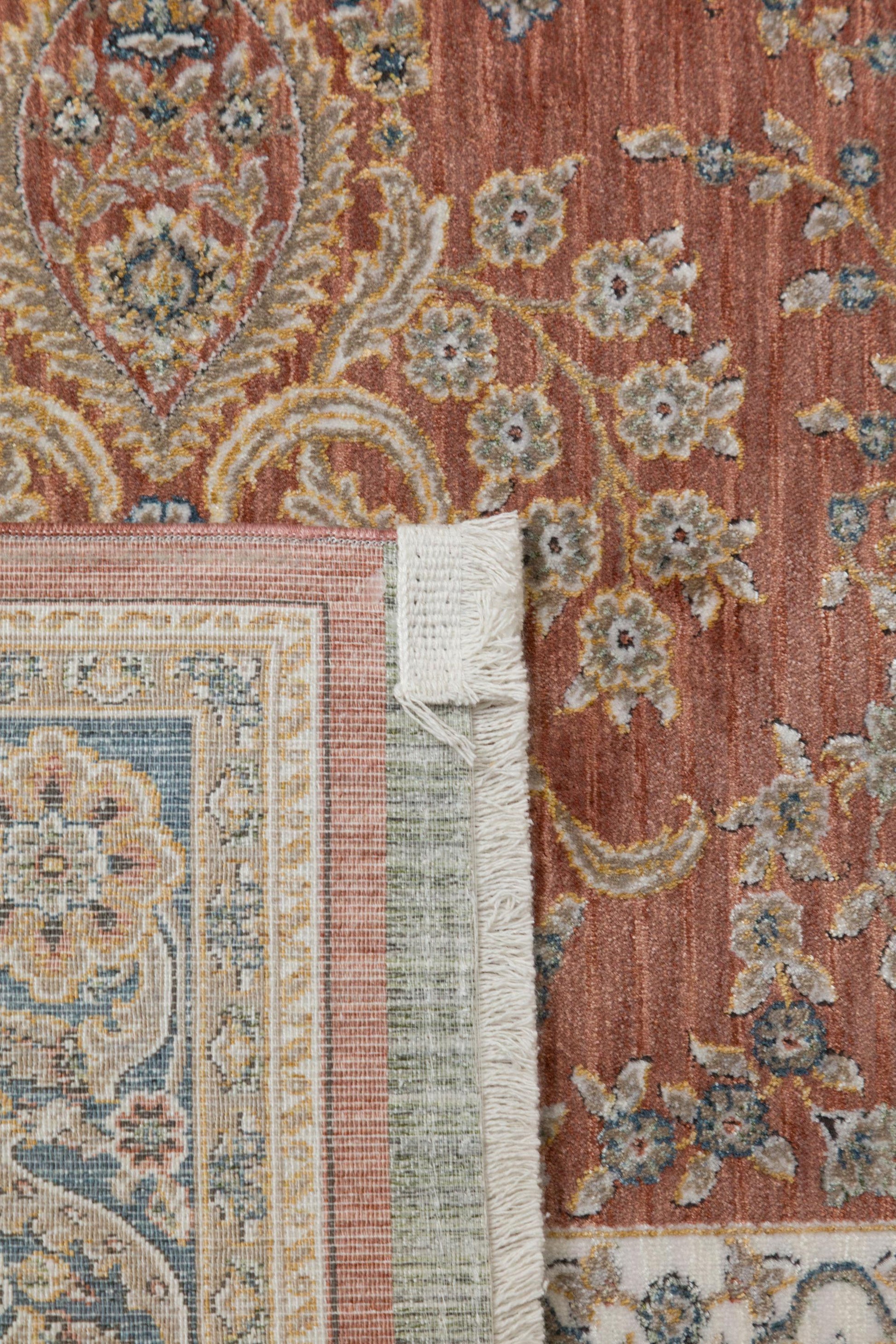Rust Red Turkish Prayer Rug: Floral Mihrab Design