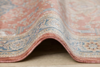 Rust Red Turkish Prayer Rug: Floral Mihrab Design