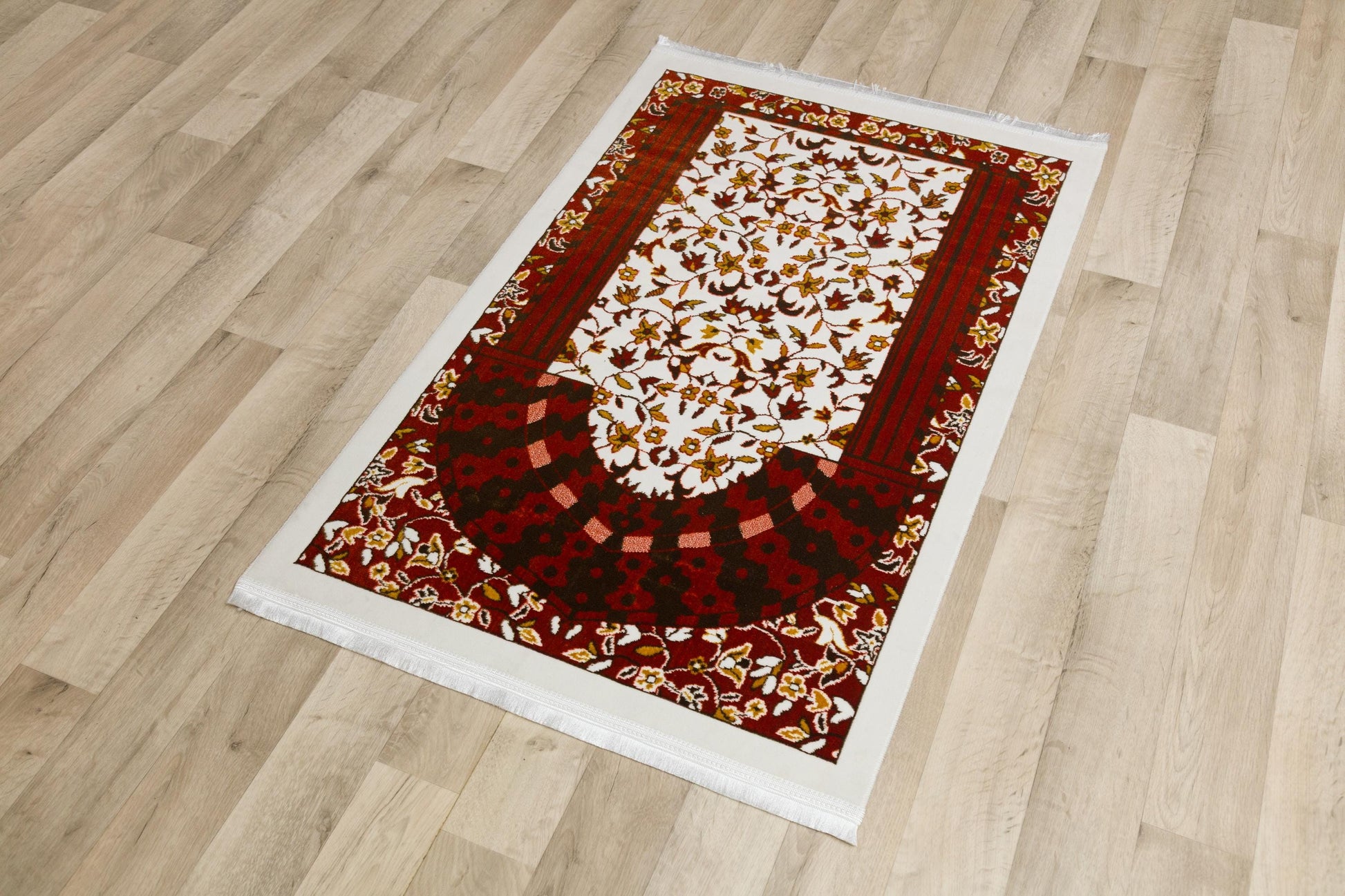 Floral Turkish Prayer Rug: Elegant Mihrab Design - Made in Türkiye