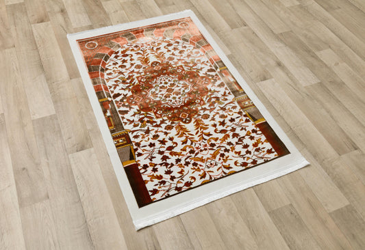 Floral Turkish Prayer Rug: Elegant Mihrab Design - Made in Türkiye