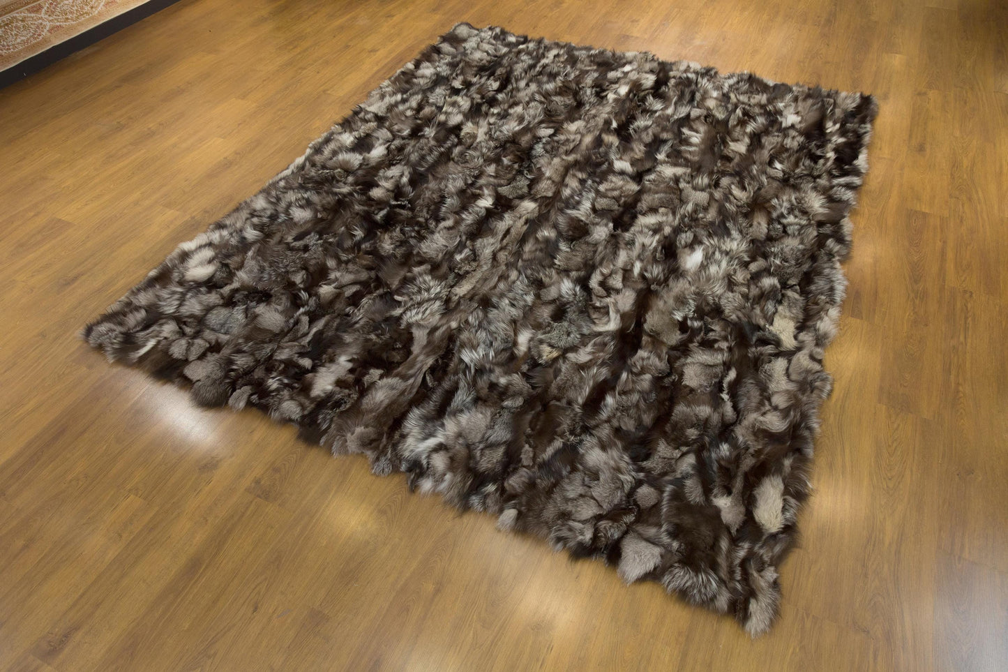 Handmade Natural Hide Rug, Deep Brown Fur, 8'x10' Leather Floor Decor