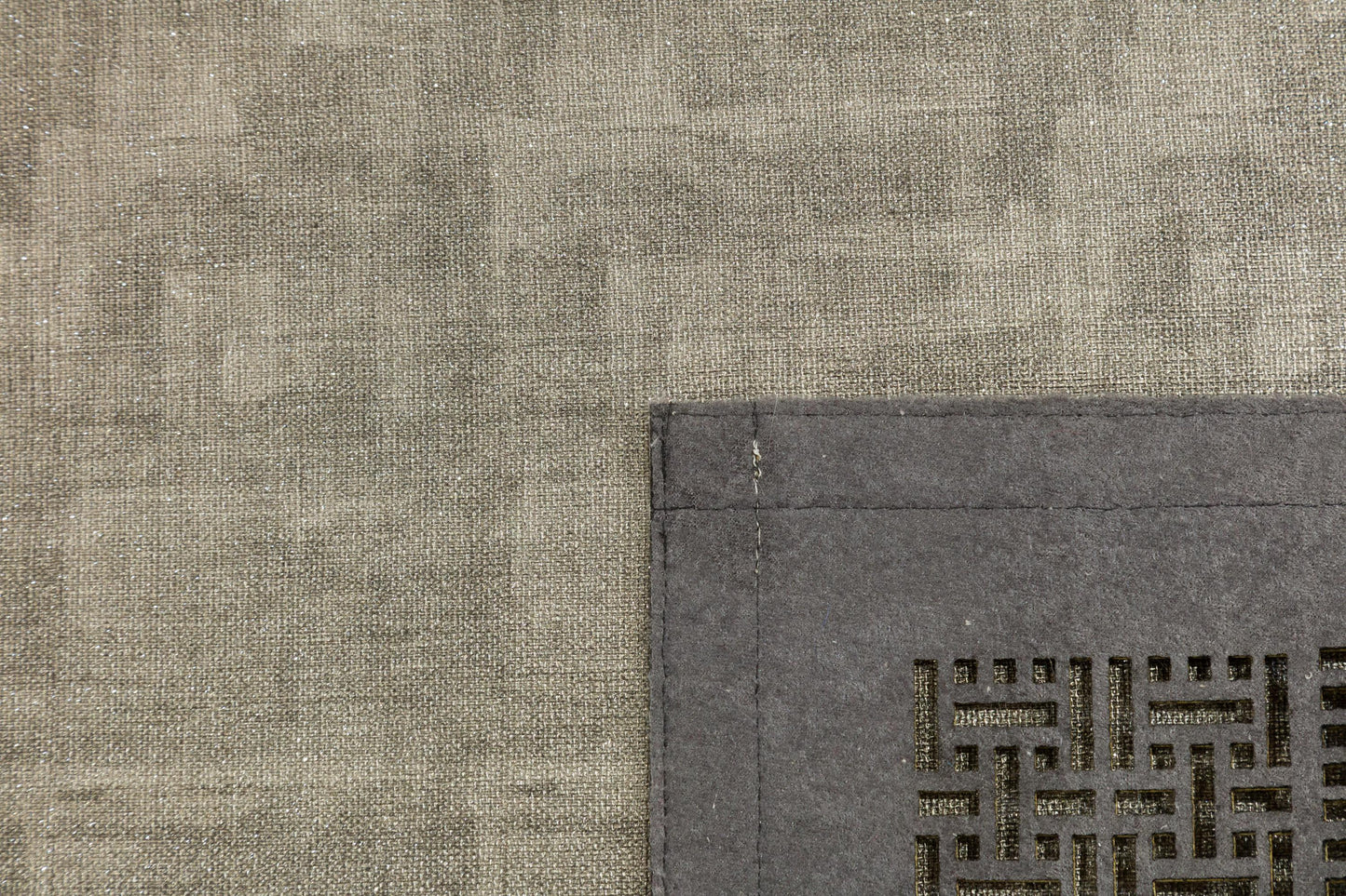 Laser Cut Faux Leather Rug: Modern Geometric Border, Turkish Floor Decor (5x7ft)