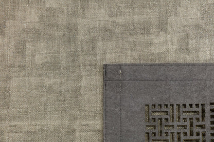 Laser Cut Faux Leather Rug: Modern Geometric Border, Turkish Floor Decor (5x7ft)