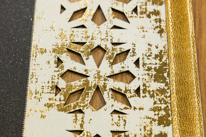 5x7ft Black Faux Leather Rug with Gold Laser-Cut Border - Modern Turkish Designer Area Carpet