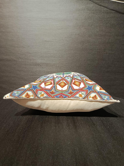 Moroccan Mosaic Pillow Cover: Geometric Starburst Gobelin Cushion, 40x40cm