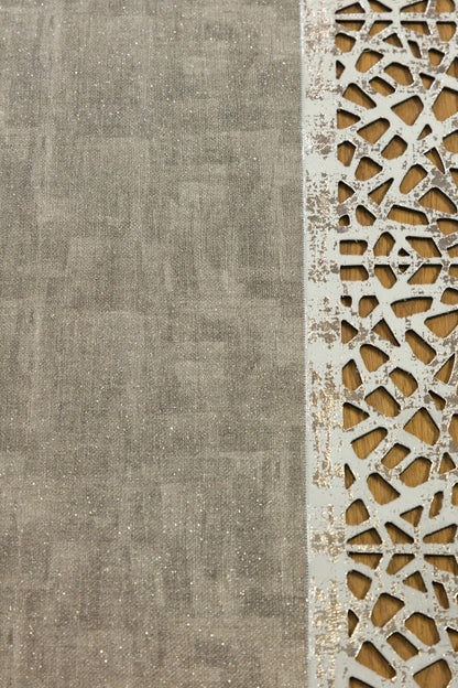 Laser Cut Faux Leather Rug: Modern Geometric Border, Turkish Floor Decor (5x7ft)