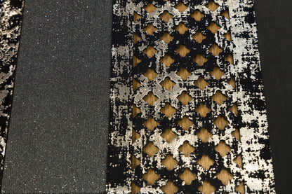 Octagon Faux Leather Rug: 5x7ft Black Modern Laser-Cut Carpet