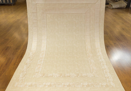 Beige Faux Leather Rug 5x7ft: Modern Minimalist Turkish Area Rug