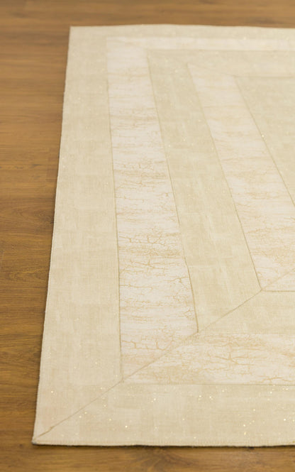 Beige Faux Leather Rug 5x7ft: Modern Minimalist Turkish Area Rug