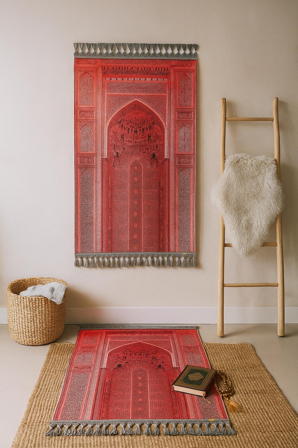 Turkish Prayer Rug, Ottoman Design, Soft Muslim Prayer Mat
