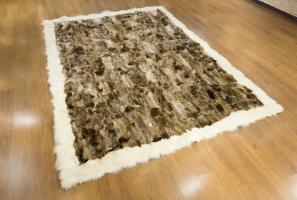 Customizable 8'x12' Leather Rug: Faux or Real Fur Options for Bedroom, Living Room, Nursery