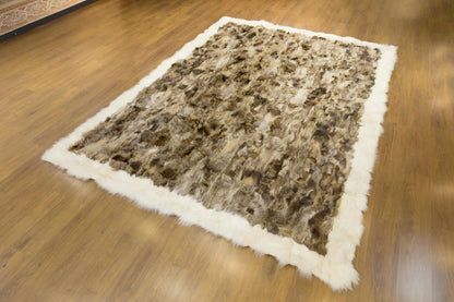 Customizable 8'x12' Leather Rug: Faux or Real Fur Options for Bedroom, Living Room, Nursery