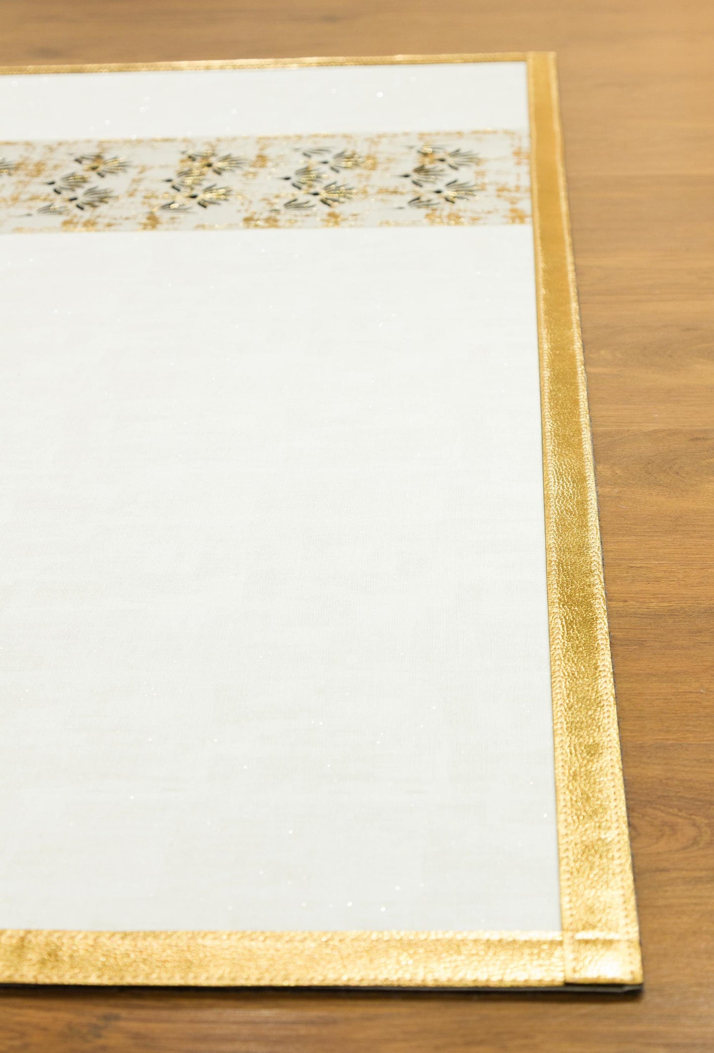 Faux Leather Runner Rug: Gold Laser-Cut Turkish Hallway Carpet, 5x7 ft
