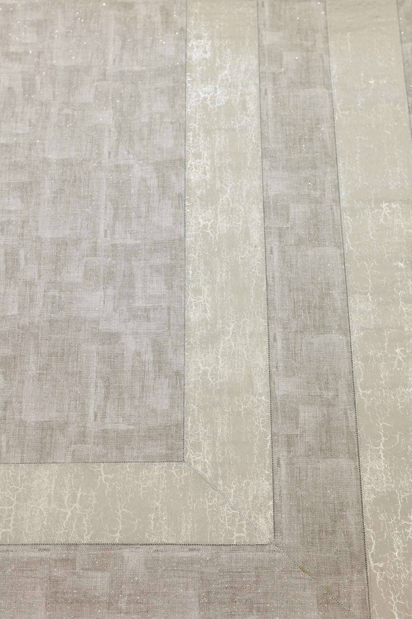Silver Faux Leather Rug 5x7ft: Modern Minimalist Turkish Area Rug