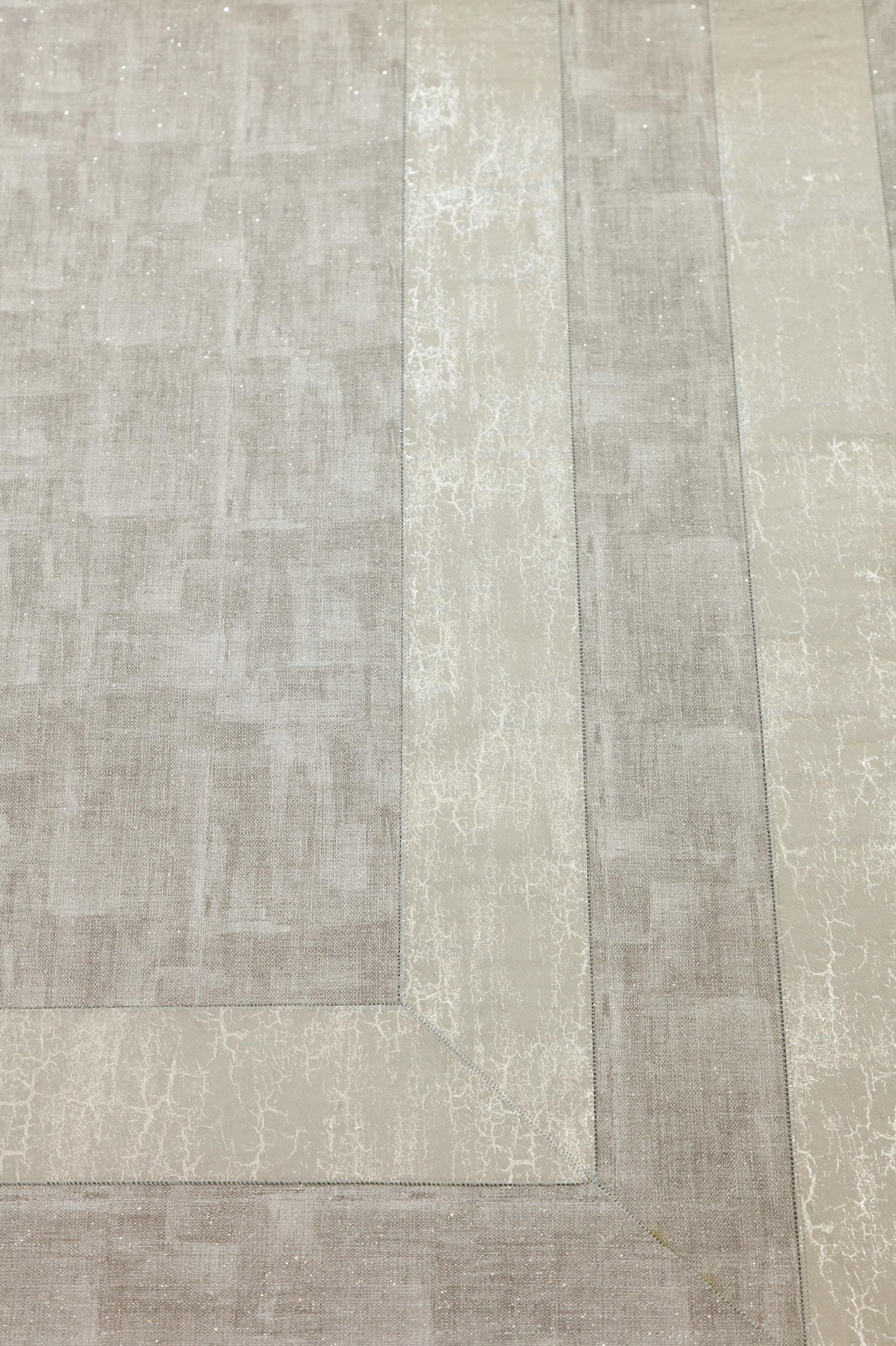 Silver Faux Leather Rug 5x7ft: Modern Minimalist Turkish Area Rug