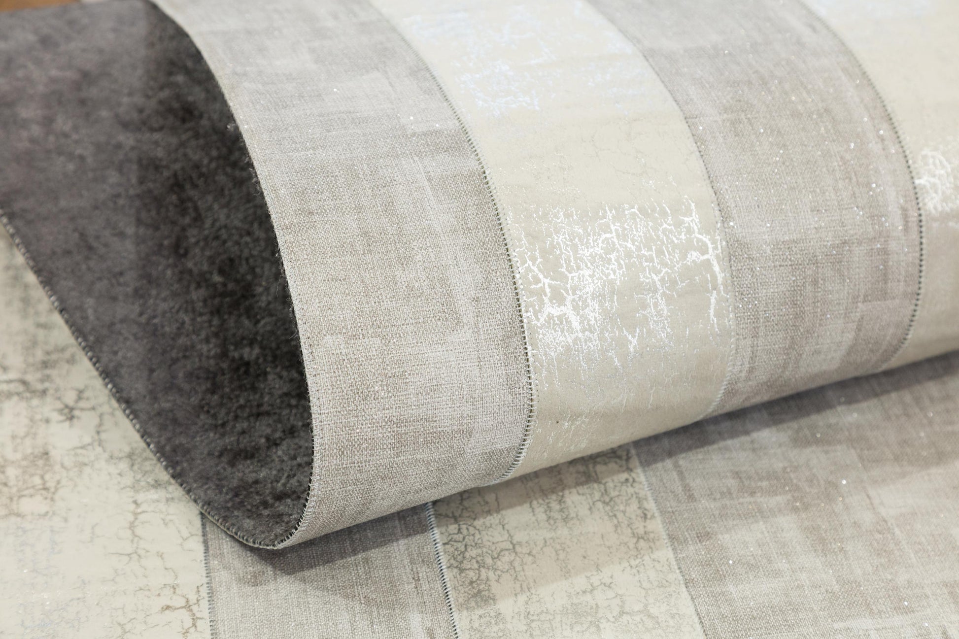 Silver Faux Leather Rug 5x7ft: Modern Minimalist Turkish Area Rug
