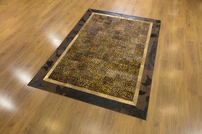 Leopard Print Faux Leather Rug: 5x7 ft Exotic Animal Carpet