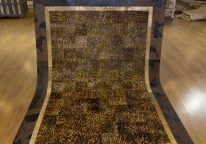 Leopard Print Faux Leather Rug: 5x7 ft Exotic Animal Carpet