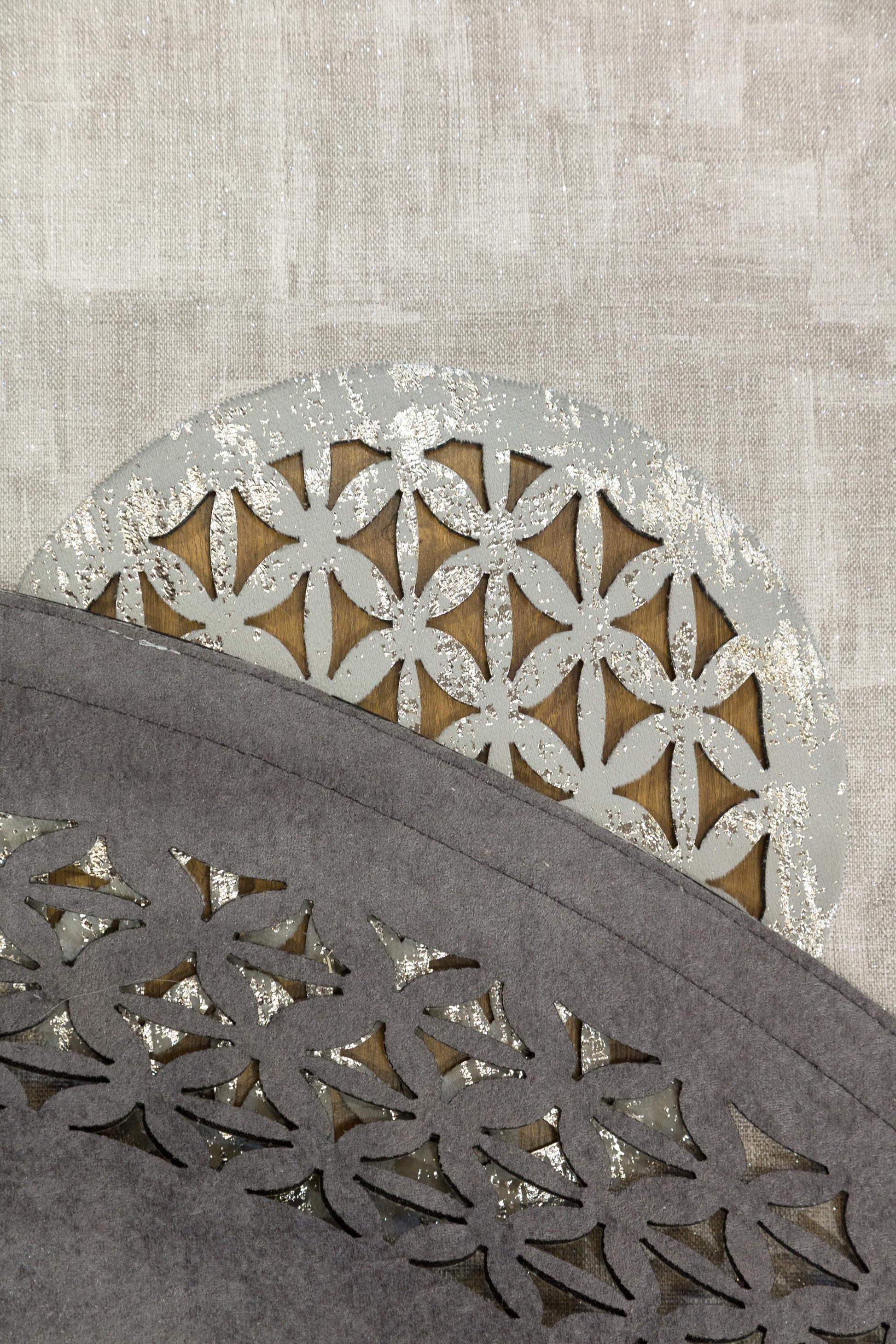 5x7ft, Oval Laser Cut Faux Leather Rug – Turkish Artificial Leather Carpet with Geometric Border