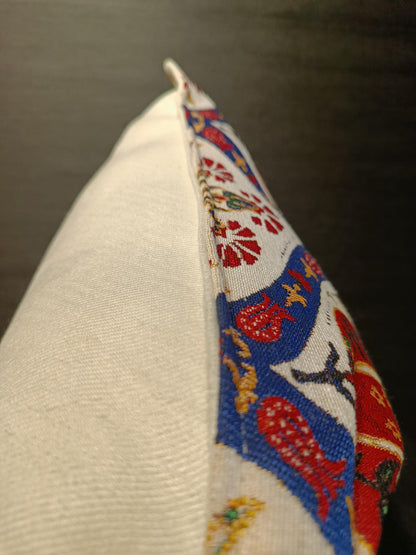 Red Tulip Embroidered Turkish Pillow Cover: Ottoman Floral Cushion