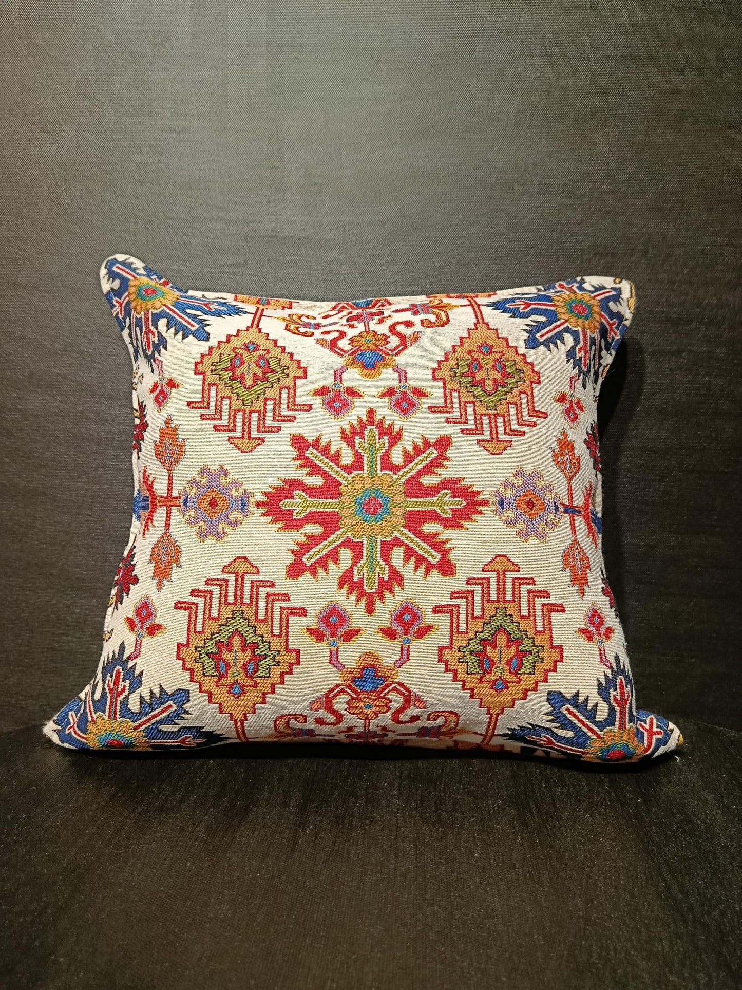 Anatolian Kilim Cushion Cover: Gobelin Tapestry Pillow, Turkish Tribal Decor