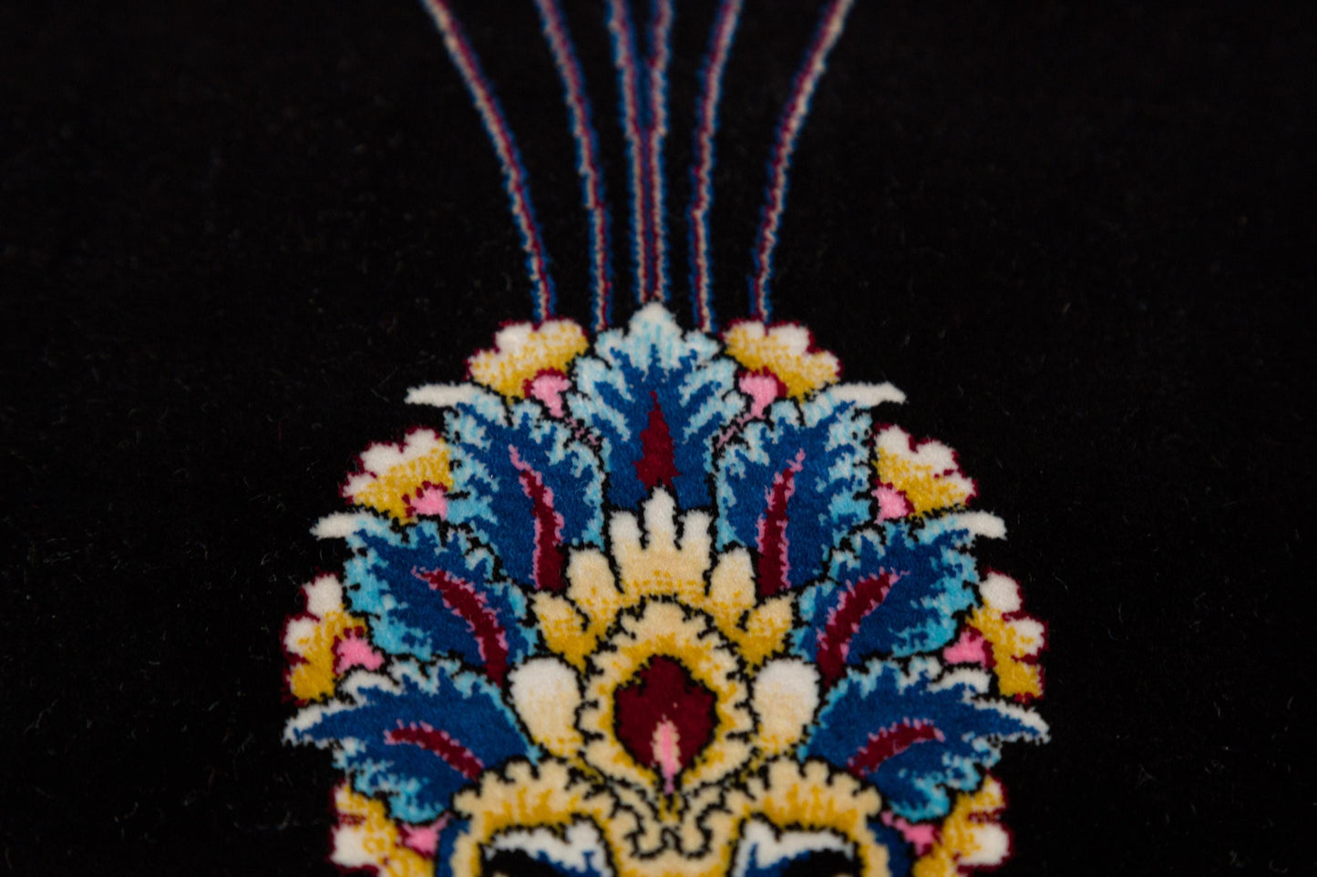 Dark Silk-Look Prayer Rug: Islamic Mihrab Design with Fringe