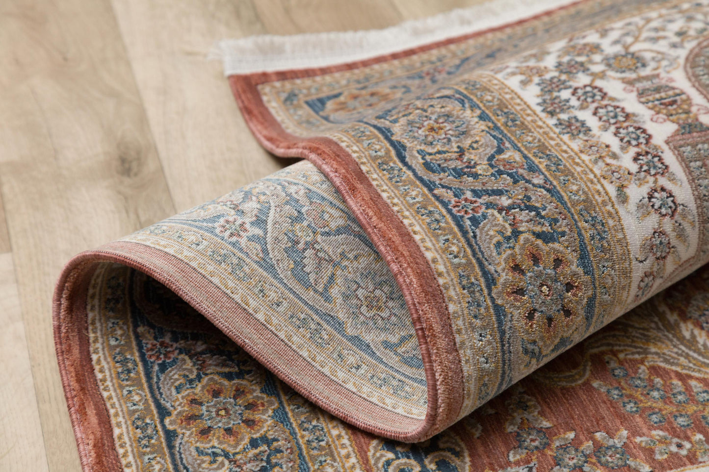 Rust Red Turkish Prayer Rug: Floral Mihrab Design