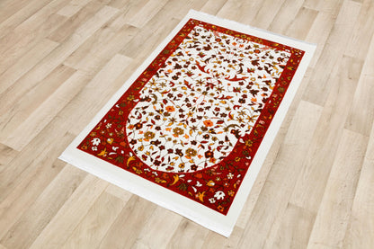 Floral Turkish Prayer Rug: Elegant Mihrab Design - Made in Türkiye