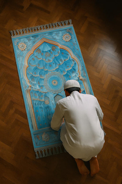 Turkish Prayer Rug, Soft Muslim Prayer Mat, Ottoman Design