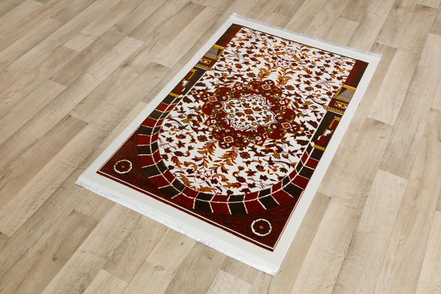 Floral Turkish Prayer Rug: Elegant Mihrab Design - Made in Türkiye