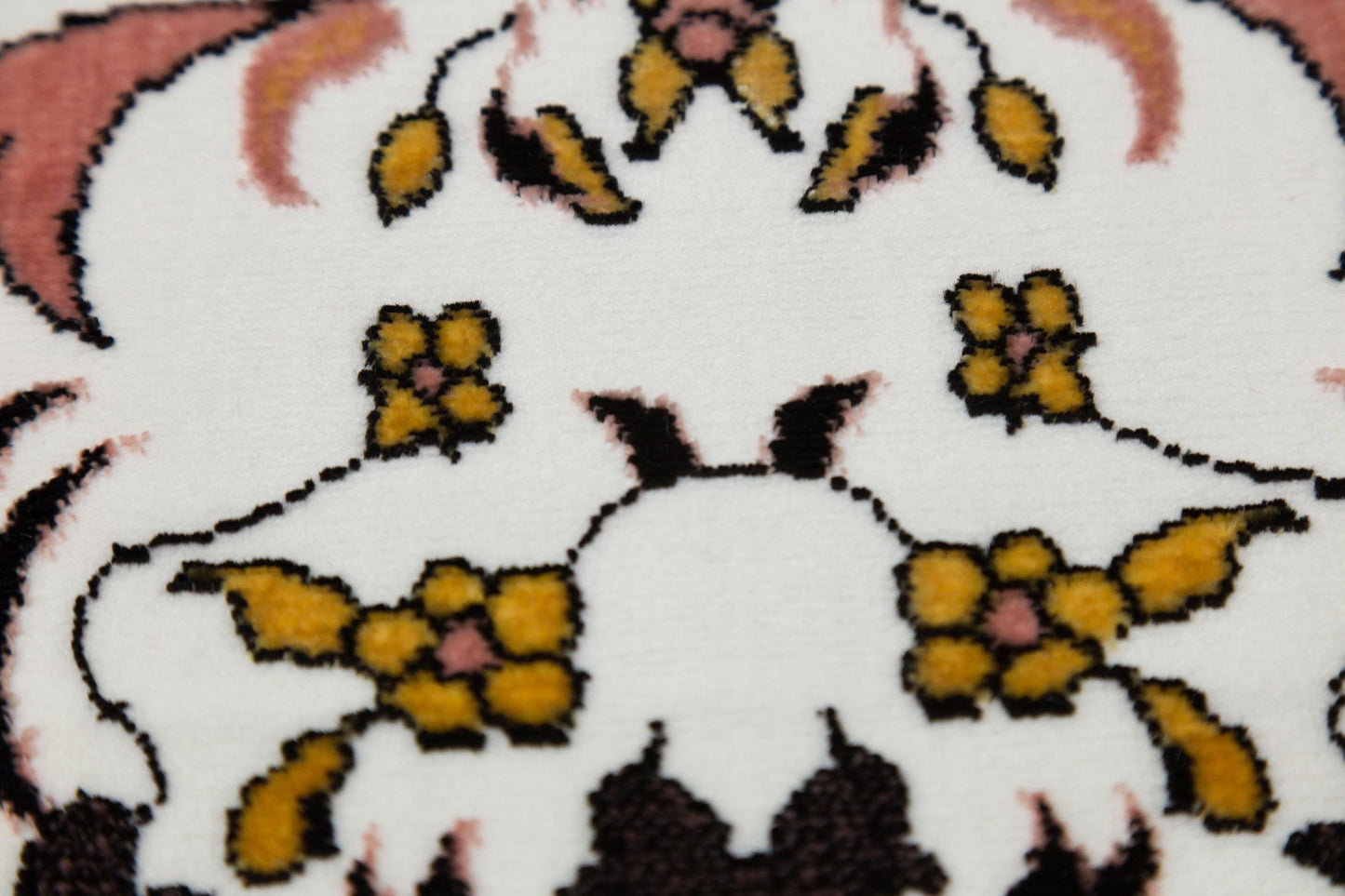 Floral Turkish Prayer Rug: Ivory & Pink Seccade, Arch Design
