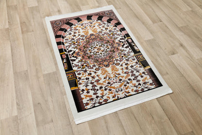 Floral Turkish Prayer Rug: Ivory & Pink Seccade - Made in Türkiye