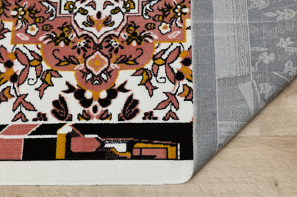 Floral Turkish Prayer Rug: Ivory & Pink Seccade - Made in Türkiye