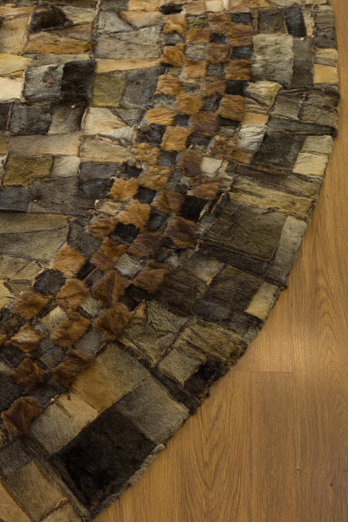 Custom Faux Leather Rug: Round Patchwork Design