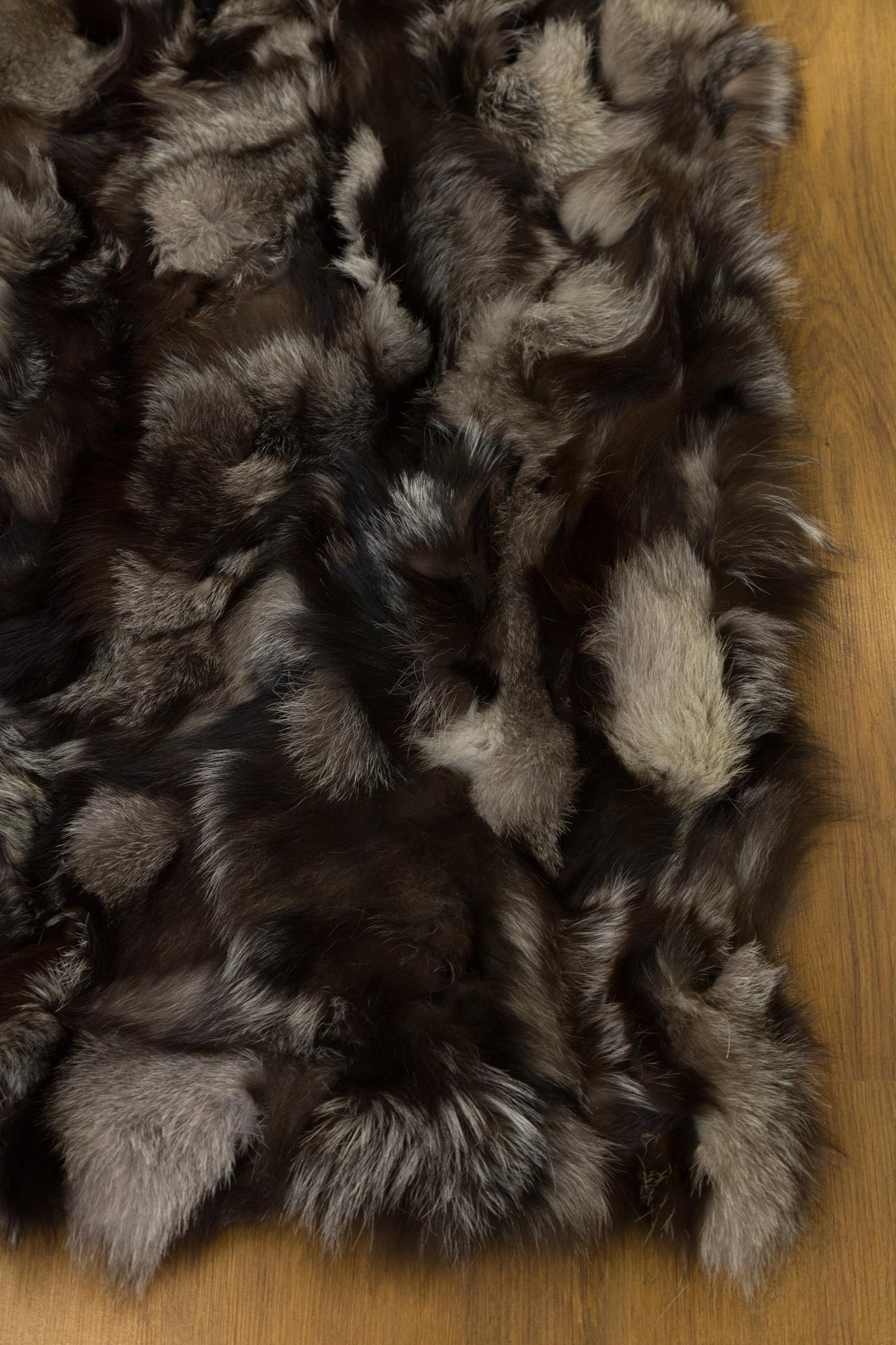 Handmade Natural Hide Rug, Deep Brown Fur, 8'x10' Leather Floor Decor