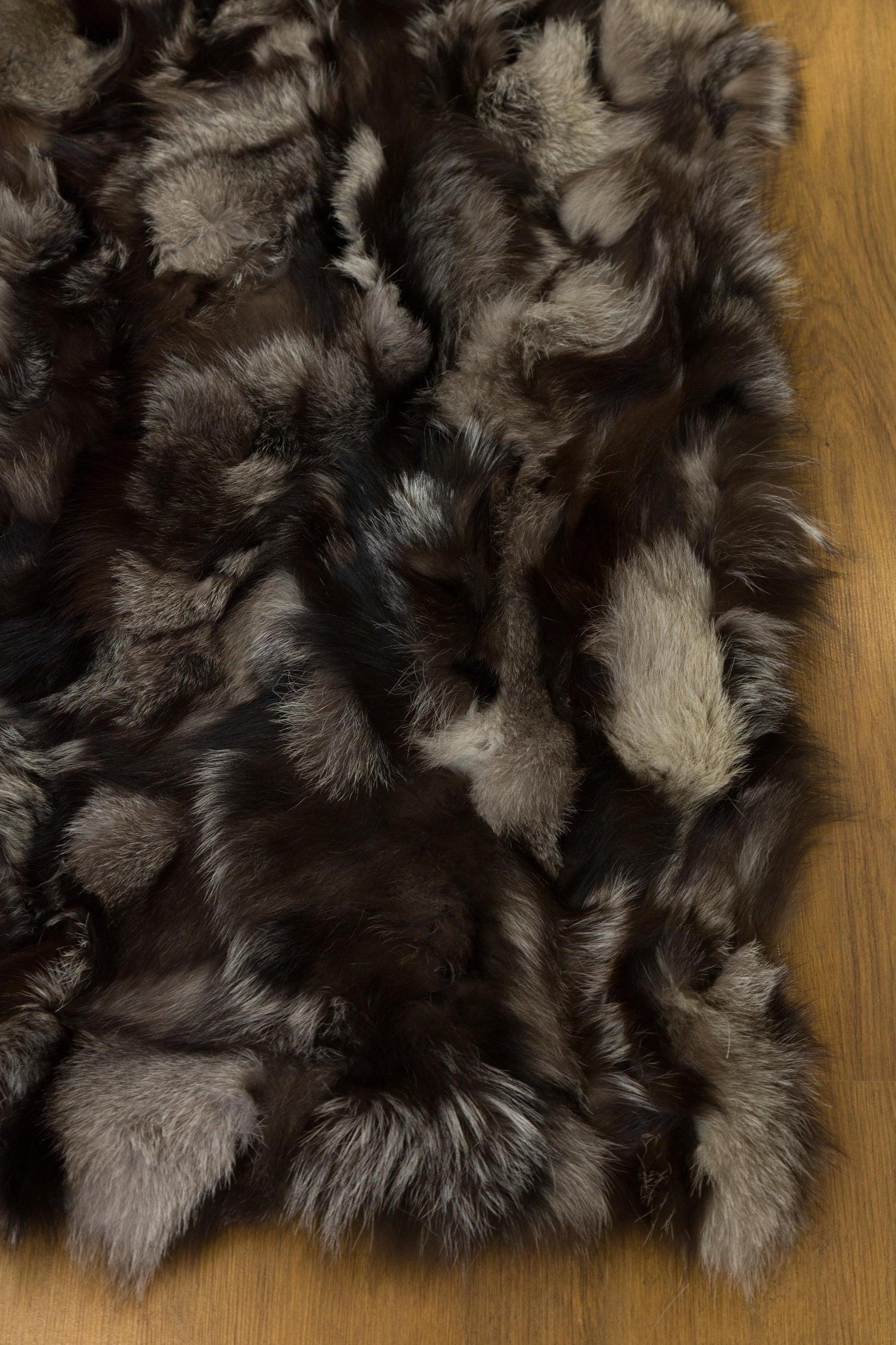 Handmade Natural Hide Rug, Deep Brown Fur, 8'x10' Leather Floor Decor