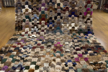 Faux Fur Leather Rug: Custom Patchwork Design