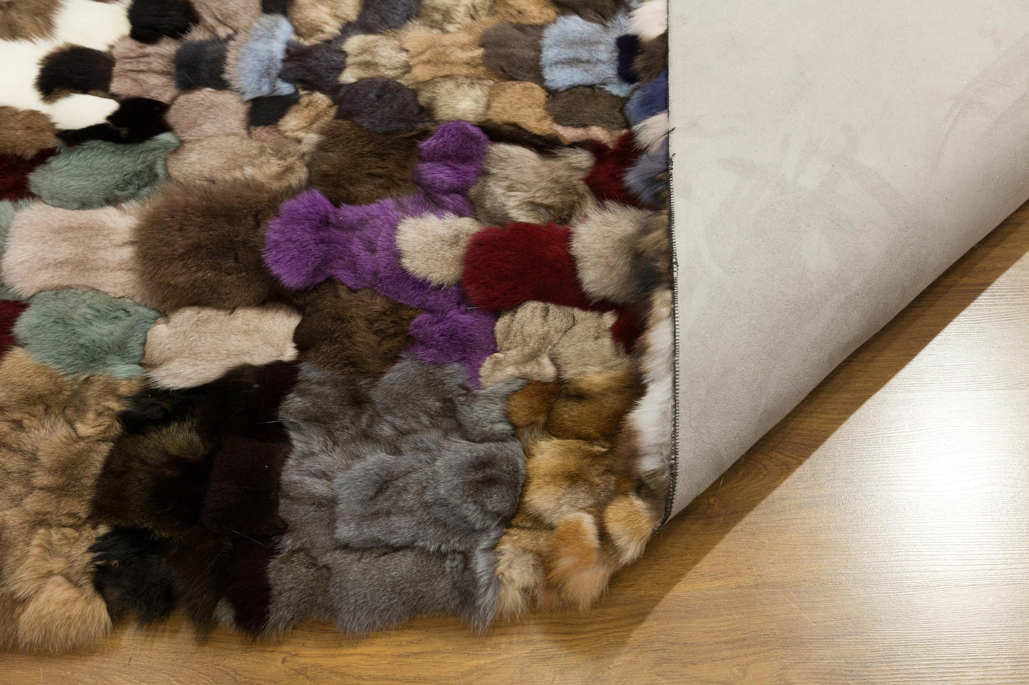 Faux Fur Leather Rug: Custom Patchwork Design