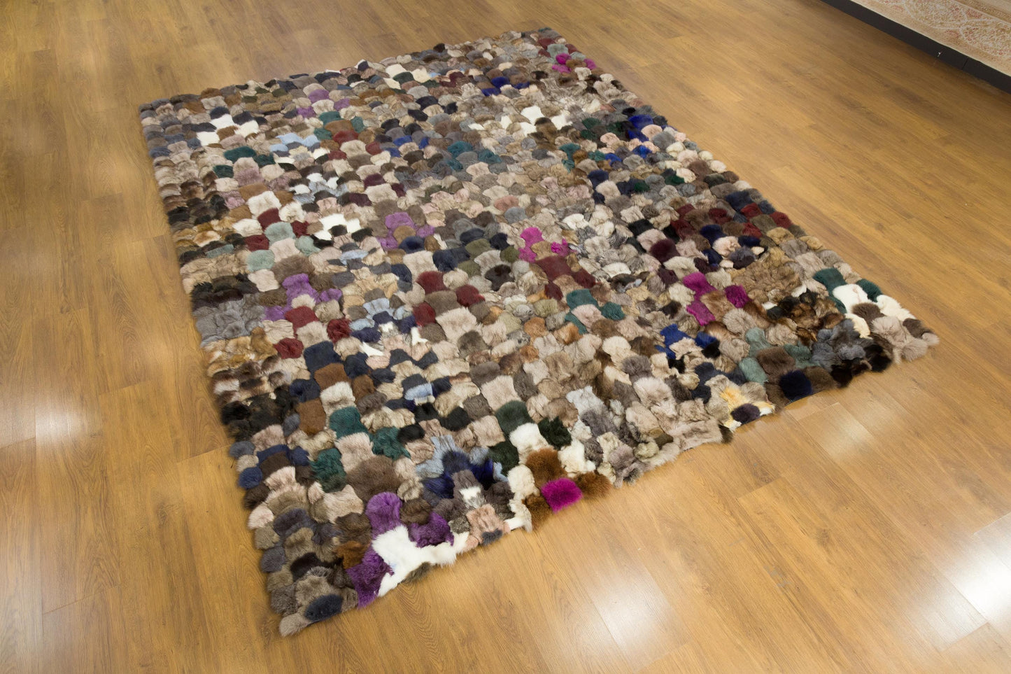 Faux Fur Leather Rug: Custom Patchwork Design