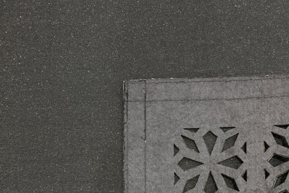 5x7ft Black Faux Leather Rug with Gold Laser-Cut Border - Modern Turkish Designer Area Carpet