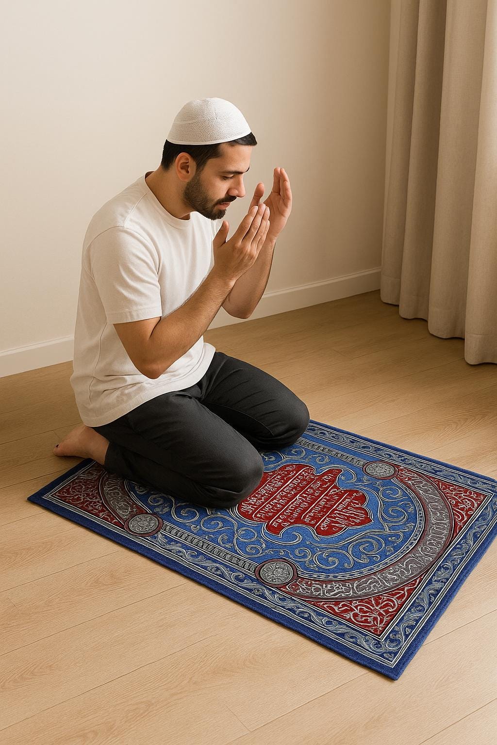 Turkish Prayer Rug, Soft Muslim Prayer Mat, Ottoman Design