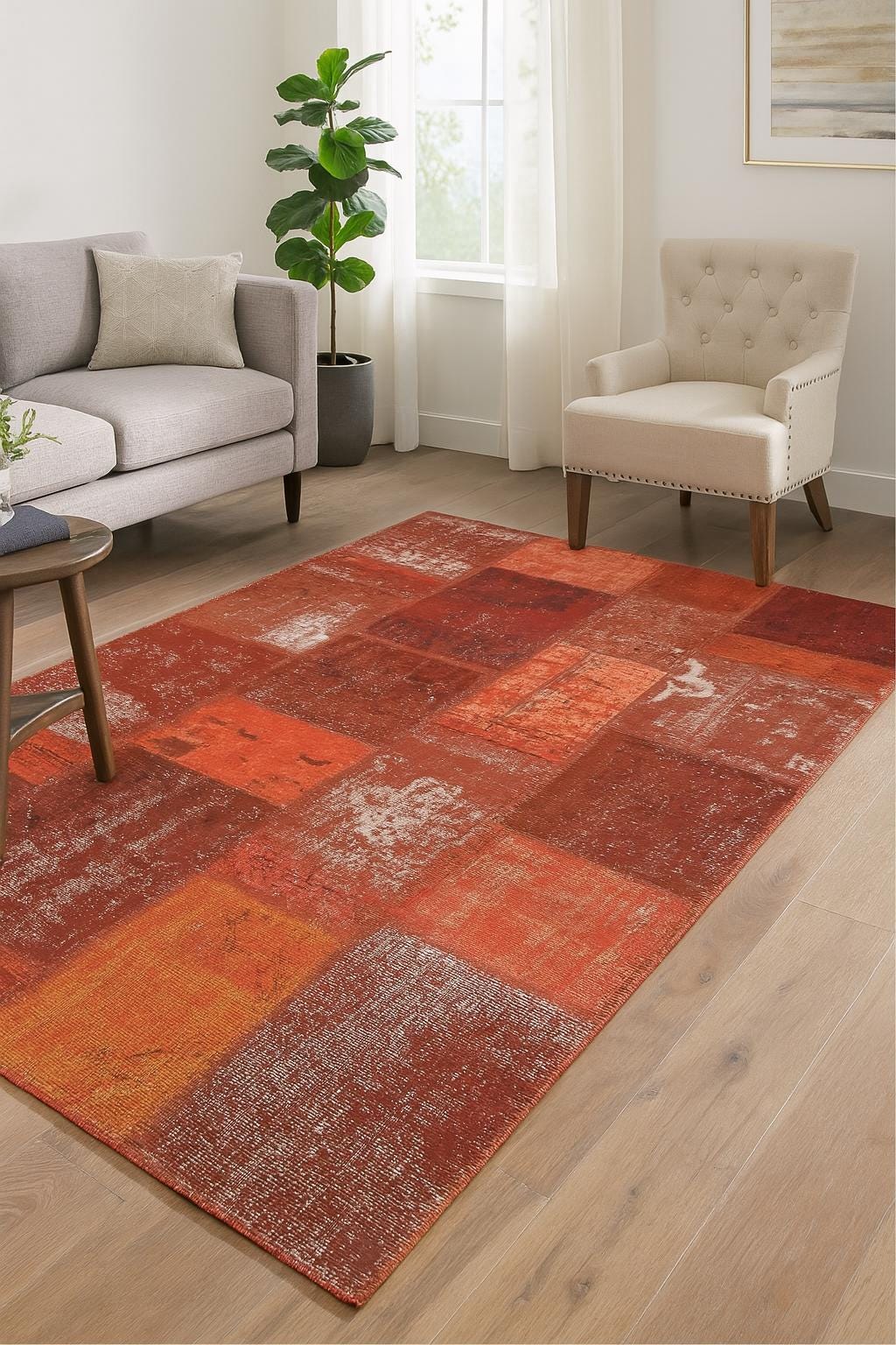 5.4x9.2, Handmade Wool Turkish Patchwork Rug – Vintage, Bohemian, One-of-a-Kind Area Rug