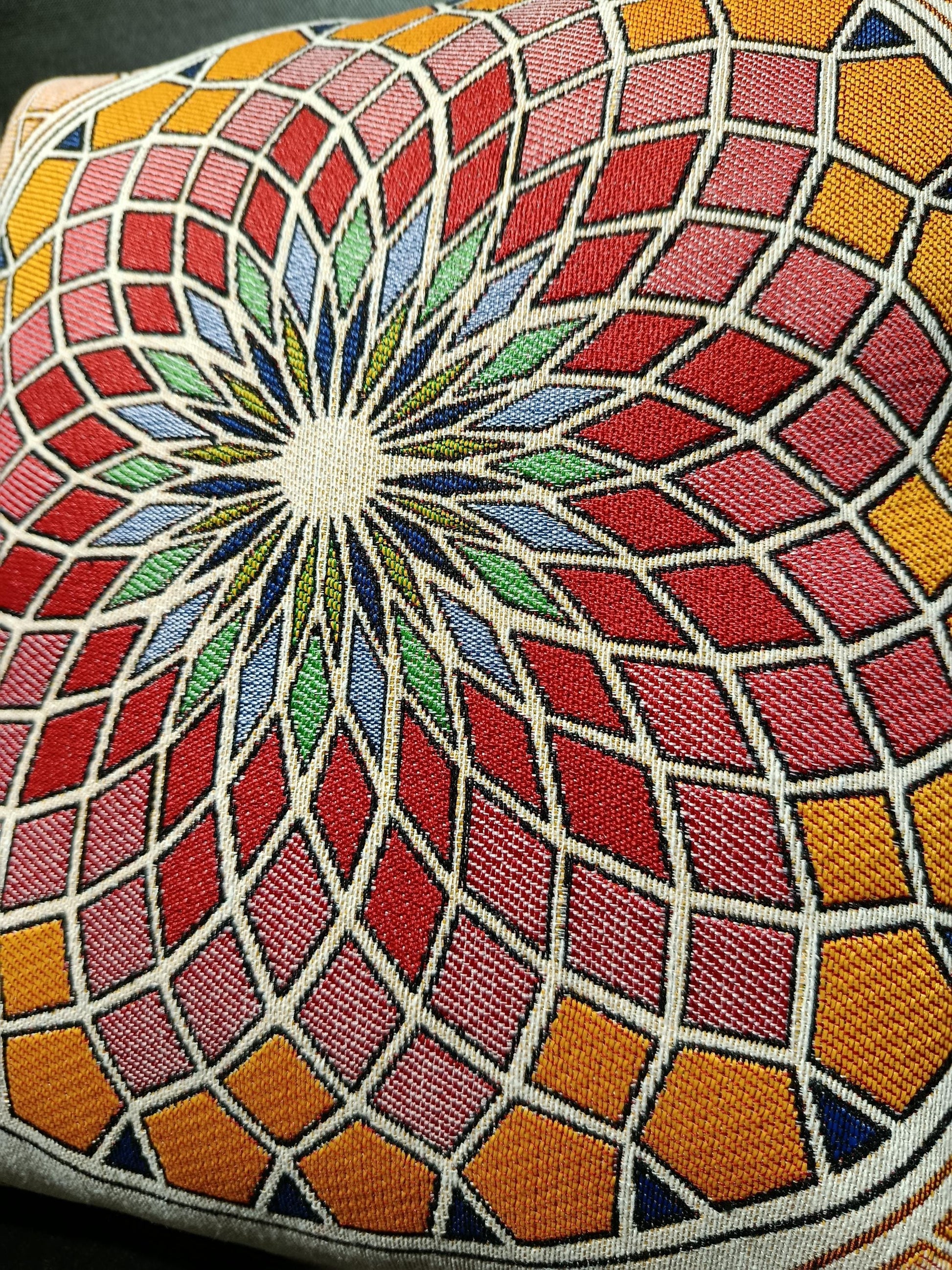 Geometric Mandala Pillow Cover: Gobelin Tapestry, Islamic Mosaic Style