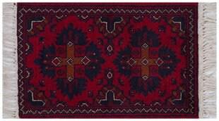 Handmade Afghan Wool Rug: Small Tribal Carpet, Boho Decor (39x59 cm)