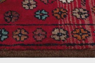 Small Afghan Rug: Handmade Tribal Red Wool Carpet, Boho Decor (42x61 cm)