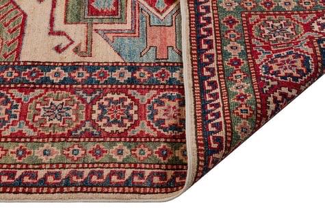 Large Handmade Afghan Kazak Rug – 207x274 cm - 7' x 9' -  Tribal Wool Carpet